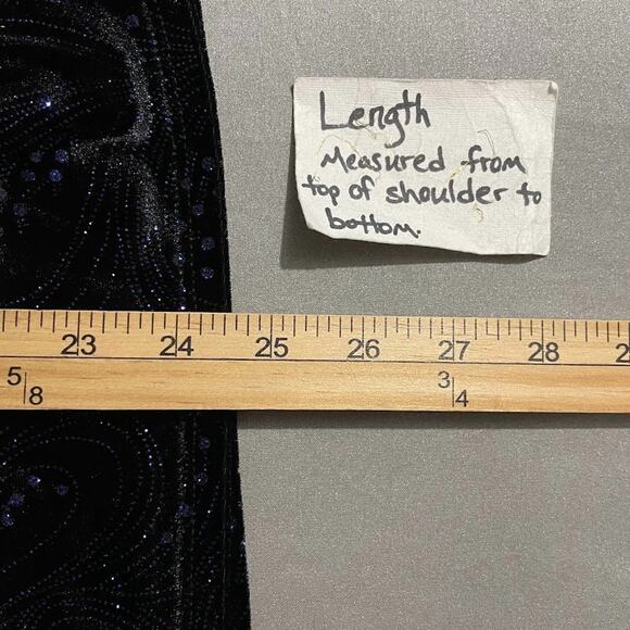 Black Velvet Blue Sparkle Layered Wrap Top Size XL Dark Romantic Whimsigoth - Picture 11 of 11